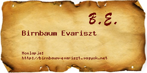 Birnbaum Evariszt névjegykártya